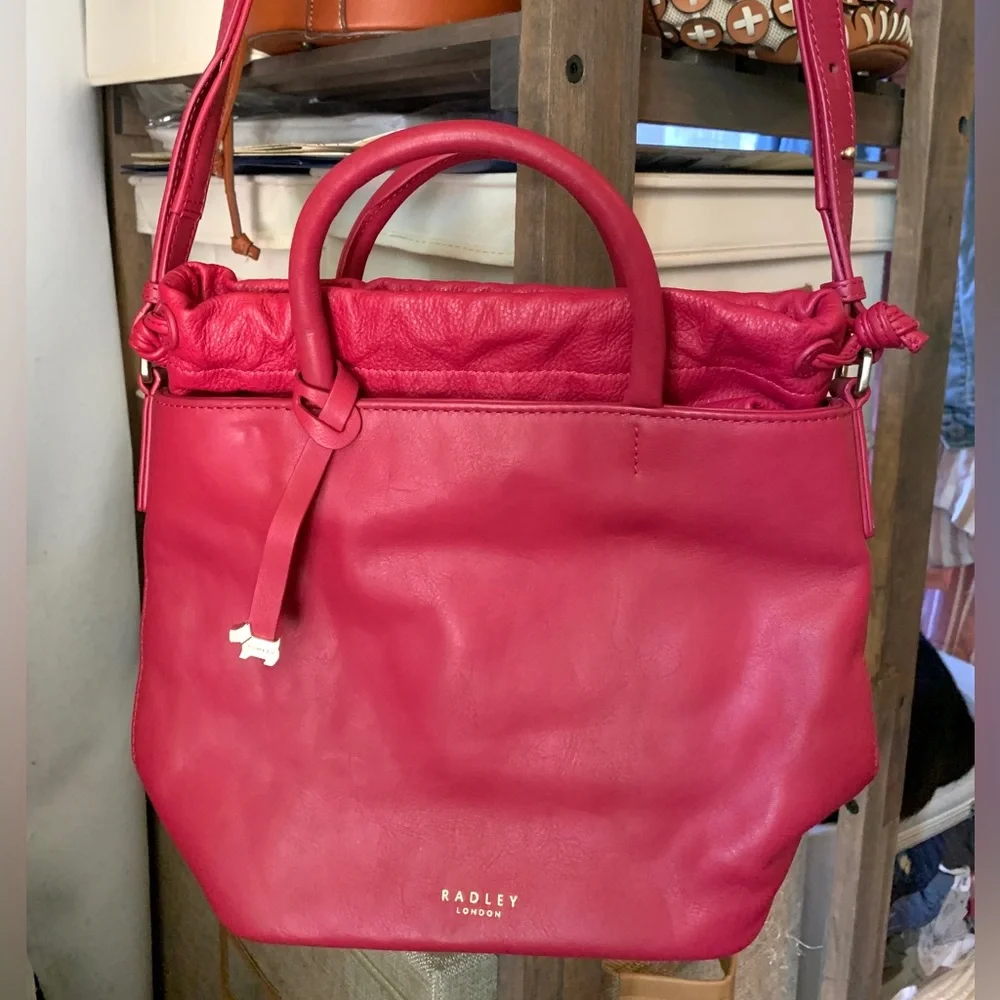 ✨NWOT! RADLEY LONDON Leather Drawstring Bucket Bag - Picture 2 of 9